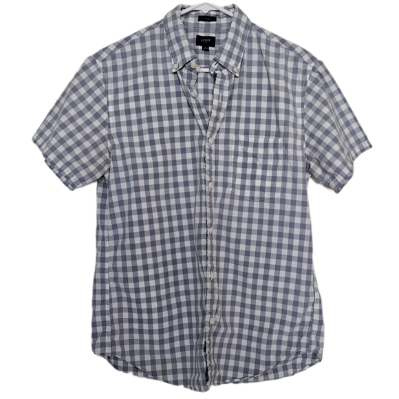 J. Crew Factory Cotton Check Short Sleeve Shirt - Picture 1 of 6